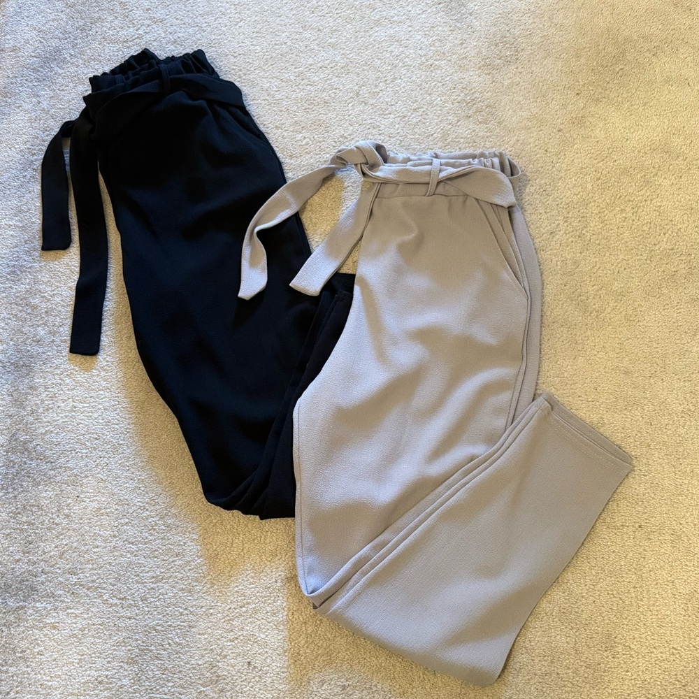 Bundle: two slacks, elastic waist with tie belt.